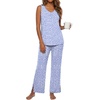image:imagePrinStory Womens Pajama Sets 2 Piece Comfy Pjs Lounge Set S3XL  Sleeveless Tops and Pants with Pockets Pajamas Lightweight Summer Pj Soft SleepwearBreathable and Stretchy FabricSpot Blue
