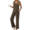 image:imagePrinStory Womens Pajama Sets 2 Piece Comfy Pjs Lounge Set S3XL  Sleeveless Tops and Pants with Pockets Pajamas Lightweight Summer Pj Soft SleepwearBreathable and Stretchy FabricLeopard Khaki