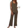 image:imagePrinStory Womens Pajama Sets 2 Piece Comfy Pjs Lounge Set S3XL  Sleeveless Tops and Pants with Pockets Pajamas Lightweight Summer Pj Soft SleepwearBreathable and Stretchy FabricLeopard Khaki