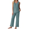 image:imagePrinStory Womens Pajama Sets 2 Piece Comfy Pjs Lounge Set S3XL  Sleeveless Tops and Pants with Pockets Pajamas Lightweight Summer Pj Soft SleepwearBreathable and Stretchy FabricHaze Blue