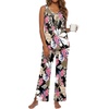 image:imagePrinStory Womens Pajama Sets 2 Piece Comfy Pjs Lounge Set S3XL  Sleeveless Tops and Pants with Pockets Pajamas Lightweight Summer Pj Soft SleepwearBreathable and Stretchy FabricBig Leaf Pink