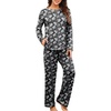 image:imagePrinStory Womens Pajama Sets 2026 Lounge Sets 2 Piece Pjs S2XL  Long Sleeve Pj Set with Pockets Breathable and Stretchy Fabric ladies pajamassoft sleepwearBlack Silver