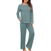 image:imagePrinStory Womens Pajama Sets 2026 Lounge Sets 2 Piece Pjs S2XL  Long Sleeve Pj Set with Pockets Breathable and Stretchy Fabric ladies pajamassoft sleepwearHaze Blue