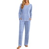 image:imagePrinStory Womens Pajama Sets 2026 Lounge Sets 2 Piece Pjs S2XL  Long Sleeve Pj Set with Pockets Breathable and Stretchy Fabric ladies pajamassoft sleepwearFpspot Blue