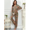 image:imagePrinStory Womens Pajama Sets Button Down Pjs 2 Piece Lounge Set  Long Sleeve Top and Pants with Pockets Warmth Stretchy and Butterysoft Fabric Winter Pajamas Warm SleepwearFpbrown Foliage
