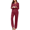 image:imagePrinStory Womens Pajama Sets Button Down Pjs 2 Piece Lounge Set  Long Sleeve Top and Pants with Pockets Warmth Stretchy and Butterysoft Fabric Winter Pajamas Warm SleepwearRed