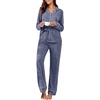 image:imagePrinStory Womens Pajama Sets Button Down Pjs 2 Piece Lounge Set  Long Sleeve Top and Pants with Pockets Warmth Stretchy and Butterysoft Fabric Winter Pajamas Warm SleepwearBlue
