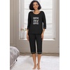 image:imagePrinStory Womens Pajama Sets Capri Pjs Soft Lounge Sets XS4XL  34 Sleeve Top and Capri Pants with Pockets Breathable and Stretchy Fabric 2 Piece Petite Pajamas Soft SleepwearFpblack Coffee Letter