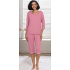 image:imagePrinStory Womens Pajama Sets Capri Pjs Soft Lounge Sets XS4XL  34 Sleeve Top and Capri Pants with Pockets Breathable and Stretchy Fabric 2 Piece Petite Pajamas Soft SleepwearPink