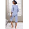 image:imagePrinStory Womens Pajama Sets Capri Pjs Soft Lounge Sets XS4XL  34 Sleeve Top and Capri Pants with Pockets Breathable and Stretchy Fabric 2 Piece Petite Pajamas Soft SleepwearFpspot Blue