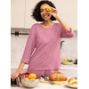 image:imagePrinStory Womens Pajama Sets Capri Pjs Soft Lounge Sets XS4XL  34 Sleeve Top and Capri Pants with Pockets Breathable and Stretchy Fabric 2 Piece Petite Pajamas Soft SleepwearPink