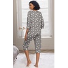 image:imagePrinStory Womens Pajama Sets Capri Pjs Soft Lounge Sets XS4XL  34 Sleeve Top and Capri Pants with Pockets Breathable and Stretchy Fabric 2 Piece Petite Pajamas Soft SleepwearFpgray White Star
