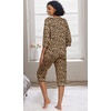 image:imagePrinStory Womens Pajama Sets Capri Pjs Soft Lounge Sets XS4XL  34 Sleeve Top and Capri Pants with Pockets Breathable and Stretchy Fabric 2 Piece Petite Pajamas Soft SleepwearFpapricot Ld Print
