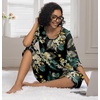 image:imagePrinStory Womens Pajama Sets Capri Pjs Soft Lounge Sets XS4XL  34 Sleeve Top and Capri Pants with Pockets Breathable and Stretchy Fabric 2 Piece Petite Pajamas Soft SleepwearFpgreen Leaf Lily