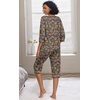 image:imagePrinStory Womens Pajama Sets Capri Pjs Soft Lounge Sets XS4XL  34 Sleeve Top and Capri Pants with Pockets Breathable and Stretchy Fabric 2 Piece Petite Pajamas Soft SleepwearFpcoffee Colorful Cat