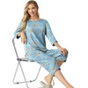 image:imagePrinStory Womens Pajama Sets Capri Pjs Soft Lounge Sets XS4XL  34 Sleeve Top and Capri Pants with Pockets Breathable and Stretchy Fabric 2 Piece Petite Pajamas Soft SleepwearFpblue Mandala Print