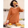 image:imagePrinStory Womens Pajama Sets Capri Pjs Soft Lounge Sets XS4XL  34 Sleeve Top and Capri Pants with Pockets Breathable and Stretchy Fabric 2 Piece Petite Pajamas Soft SleepwearOrange