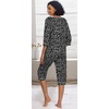 image:imagePrinStory Womens Pajama Sets Capri Pjs Soft Lounge Sets XS4XL  34 Sleeve Top and Capri Pants with Pockets Breathable and Stretchy Fabric 2 Piece Petite Pajamas Soft SleepwearFpspot Black