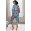 image:imagePrinStory Womens Pajama Sets Capri Pjs Soft Lounge Sets XS4XL  34 Sleeve Top and Capri Pants with Pockets Breathable and Stretchy Fabric 2 Piece Petite Pajamas Soft SleepwearFpmix Blue