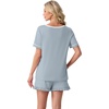 image:imagePrinStory Womens Pajama Sets Cute Pjs Short Sleeve Top Ruffle Shorts  Pajama Sets for Women 2 Piece Lightweight Pj Sets Soft Lounge Set with Pockets Womens SleepwearGray Blue