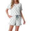 image:imagePrinStory Womens Pajama Sets Cute Pjs Short Sleeve Top Ruffle Shorts  Pajama Sets for Women 2 Piece Lightweight Pj Sets Soft Lounge Set with Pockets Womens SleepwearFpwhite Color Block