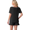 image:imagePrinStory Womens Pajama Sets Cute Pjs Short Sleeve Top Ruffle Shorts  Pajama Sets for Women 2 Piece Lightweight Pj Sets Soft Lounge Set with Pockets Womens SleepwearBlack
