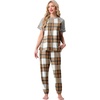 image:imagePrinStory Womens Pajama Sets Raglan Short Sleeve Pjs 2 Piece Lounge Set  Soft Pj Sets with Pockets Lightweight SleepwearCrew Neck Loungewear with Binding Elastic Ankle Cuffs Pj PantsFpbrown White Plaid