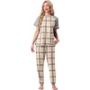 image:imagePrinStory Womens Pajama Sets Raglan Short Sleeve Pjs 2 Piece Lounge Set  Soft Pj Sets with Pockets Lightweight SleepwearCrew Neck Loungewear with Binding Elastic Ankle Cuffs Pj PantsFpgray Brown Plaid