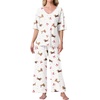 image:imagePrinStory Womens Pajama Sets Short Sleeve Soft Pjs S3XL  2 Piece VNeck Pj Sets for Women with Pockets Comfy Stretchy Pajamas for Sleep Home Travel Maternity NursingFpdachshund Bow