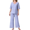 image:imagePrinStory Womens Pajama Sets Short Sleeve Soft Pjs S3XL  2 Piece VNeck Pj Sets for Women with Pockets Comfy Stretchy Pajamas for Sleep Home Travel Maternity NursingFpspot Blue
