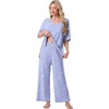 image:imagePrinStory Womens Pajama Sets Short Sleeve Soft Pjs S3XL  2 Piece VNeck Pj Sets for Women with Pockets Comfy Stretchy Pajamas for Sleep Home Travel Maternity NursingFpspot Blue