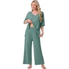 image:imagePrinStory Womens Pajama Sets Short Sleeve Soft Pjs S3XL  2 Piece VNeck Pj Sets for Women with Pockets Comfy Stretchy Pajamas for Sleep Home Travel Maternity NursingHaze Blue