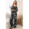 image:imagePrinStory Womens Pajama Sets Short Sleeve Soft Pjs S3XL  2 Piece VNeck Pj Sets for Women with Pockets Comfy Stretchy Pajamas for Sleep Home Travel Maternity NursingFpblack White Carving