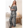 image:imagePrinStory Womens Pajama Sets Short Sleeve Soft Pjs S3XL  2 Piece VNeck Pj Sets for Women with Pockets Comfy Stretchy Pajamas for Sleep Home Travel Maternity NursingFpblack Tree Grain