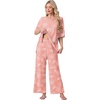 image:imagePrinStory Womens Pajama Sets Short Sleeve Soft Pjs S3XL  2 Piece VNeck Pj Sets for Women with Pockets Comfy Stretchy Pajamas for Sleep Home Travel Maternity NursingFppink Sunflower