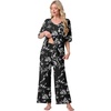 image:imagePrinStory Womens Pajama Sets Short Sleeve Soft Pjs S3XL  2 Piece VNeck Pj Sets for Women with Pockets Comfy Stretchy Pajamas for Sleep Home Travel Maternity NursingFpblack White Carving