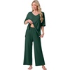 image:imagePrinStory Womens Pajama Sets Short Sleeve Soft Pjs S3XL  2 Piece VNeck Pj Sets for Women with Pockets Comfy Stretchy Pajamas for Sleep Home Travel Maternity NursingDark Green