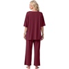 image:imagePrinStory Womens Pajama Sets Short Sleeve Soft Pjs S3XL  2 Piece VNeck Pj Sets for Women with Pockets Comfy Stretchy Pajamas for Sleep Home Travel Maternity NursingWine Red
