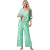 image:imagePrinStory Womens Pajama Sets Short Sleeve Soft Pjs S3XL  2 Piece VNeck Pj Sets for Women with Pockets Comfy Stretchy Pajamas for Sleep Home Travel Maternity NursingFpgreen Butterfly