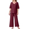 image:imagePrinStory Womens Pajama Sets Short Sleeve Soft Pjs S3XL  2 Piece VNeck Pj Sets for Women with Pockets Comfy Stretchy Pajamas for Sleep Home Travel Maternity NursingWine Red