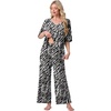 image:imagePrinStory Womens Pajama Sets Short Sleeve Soft Pjs S3XL  2 Piece VNeck Pj Sets for Women with Pockets Comfy Stretchy Pajamas for Sleep Home Travel Maternity NursingFpblack Tree Grain