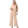 image:imagePrinStory Womens Pajama Sets Short Sleeve Soft Pjs S3XL  2 Piece VNeck Pj Sets for Women with Pockets Comfy Stretchy Pajamas for Sleep Home Travel Maternity NursingWheaten