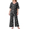 image:imagePrinStory Womens Pajama Sets Short Sleeve Soft Pjs S3XL  2 Piece VNeck Pj Sets for Women with Pockets Comfy Stretchy Pajamas for Sleep Home Travel Maternity NursingFpblack Draw Heart
