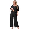 image:imagePrinStory Womens Pajama Sets Short Sleeve Soft Pjs S3XL  2 Piece VNeck Pj Sets for Women with Pockets Comfy Stretchy Pajamas for Sleep Home Travel Maternity NursingBlack