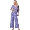 image:imagePrinStory Womens Pajama Sets Short Sleeve Soft Pjs S3XL  2 Piece VNeck Pj Sets for Women with Pockets Comfy Stretchy Pajamas for Sleep Home Travel Maternity NursingFpblue Gold Spot