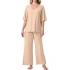 image:imagePrinStory Womens Pajama Sets Short Sleeve Soft Pjs S3XL  2 Piece VNeck Pj Sets for Women with Pockets Comfy Stretchy Pajamas for Sleep Home Travel Maternity NursingWheaten