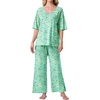 image:imagePrinStory Womens Pajama Sets Short Sleeve Soft Pjs S3XL  2 Piece VNeck Pj Sets for Women with Pockets Comfy Stretchy Pajamas for Sleep Home Travel Maternity NursingFpgreen Butterfly