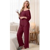 image:imagePrinStory Womens Pajama Sets Short Sleeve Soft Pjs S3XL  2 Piece VNeck Pj Sets for Women with Pockets Comfy Stretchy Pajamas for Sleep Home Travel Maternity NursingWine Red