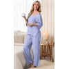image:imagePrinStory Womens Pajama Sets Short Sleeve Soft Pjs S3XL  2 Piece VNeck Pj Sets for Women with Pockets Comfy Stretchy Pajamas for Sleep Home Travel Maternity NursingFpspot Blue