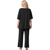 image:imagePrinStory Womens Pajama Sets Short Sleeve Soft Pjs S3XL  2 Piece VNeck Pj Sets for Women with Pockets Comfy Stretchy Pajamas for Sleep Home Travel Maternity NursingBlack